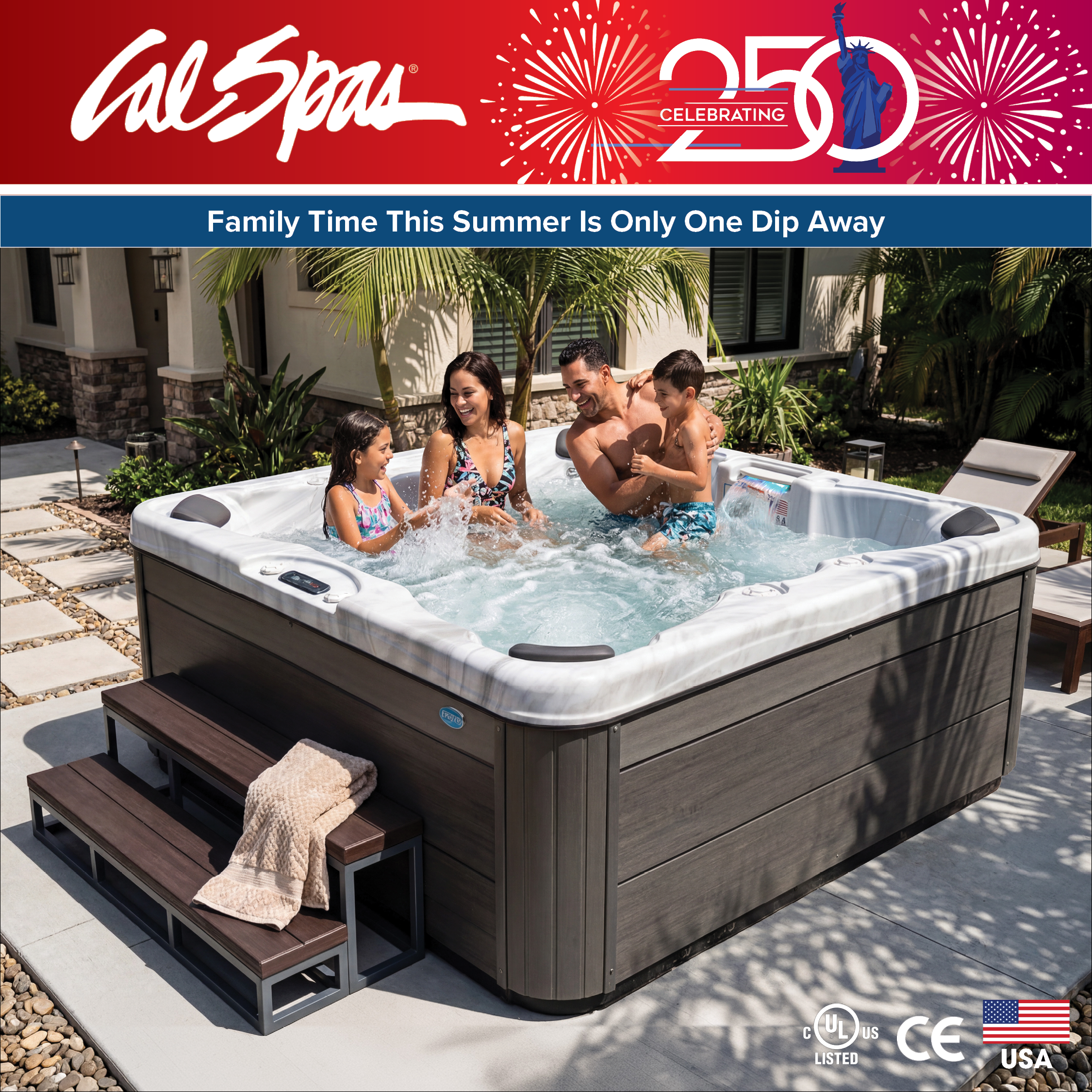 Calspas hot tub being used in a family setting - Chesapeake